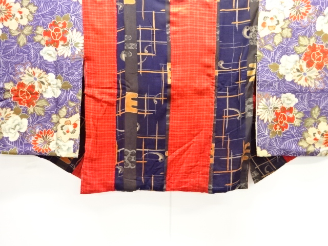 JAPANESE KIMONO / ANTIQUE HALF JUBAN / SILK / CHIRIMEN / FLOWER